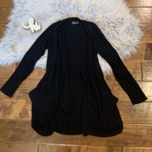 Sympli The Best Open Front Cardigan Size 8 Black Pockets Lagenlook